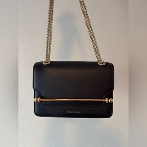 Strathberry East West Mini Black Leather Crossbody Bag